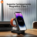 Carregador Por indução Basike Ba WXC 148 Sem Fio 3 em 1 Rápido 15W