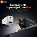 Carregador Basike Ba CAR 072 65W Turbo Tipo-C e USB Rápido