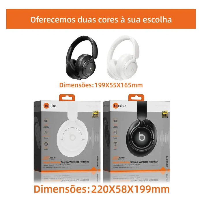 Fone de Ouvido Basike Ba FON 041 Bluetooth Com Microfone 30 Horas Cancelamento de Ruido - Basike Brasil Oficial