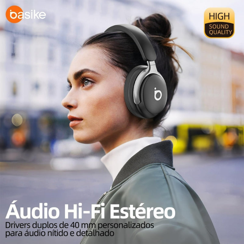 Fone de Ouvido Basike Ba FON 137 Bluettoh ANC Redução de Ruído Ativo com Microfone