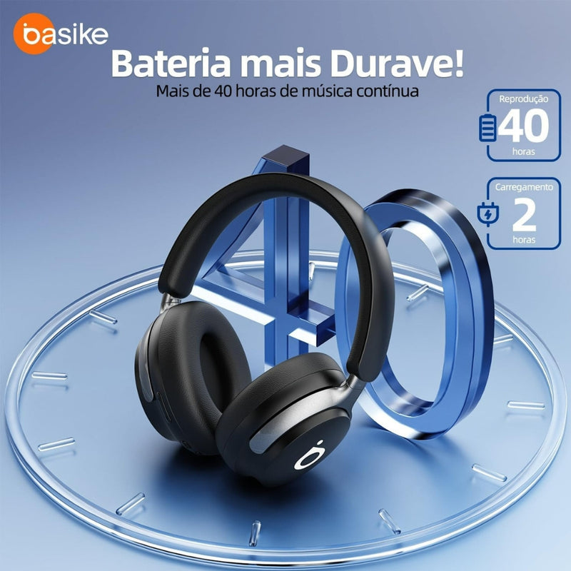 Fone de Ouvido Basike Ba FON 137 Bluettoh ANC Redução de Ruído Ativo com Microfone
