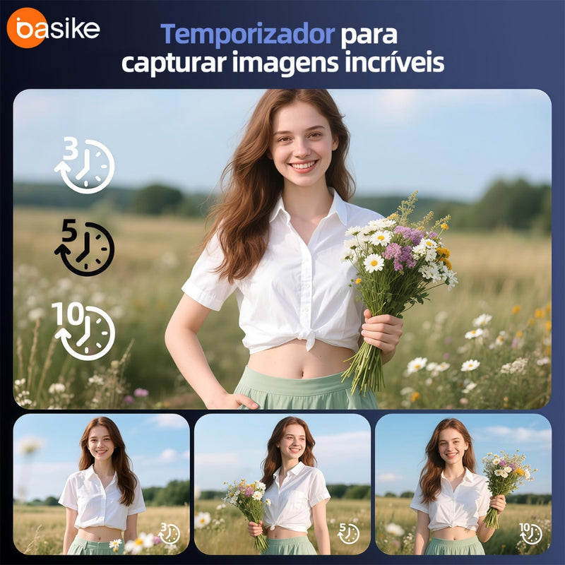 Câmera Fotografica Basike Ba CAM306 Digital 5K 64mp 18x Inteligente com AI Cartão Sd 32gb