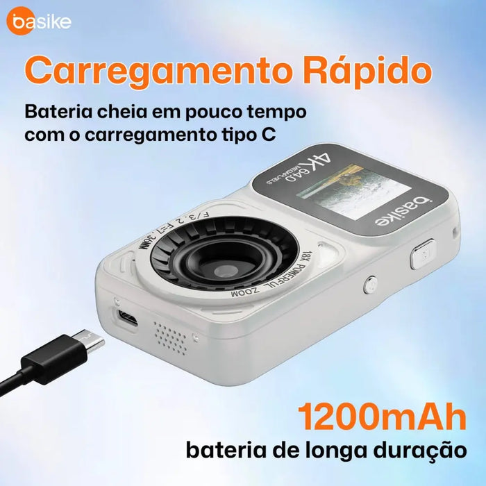 Câmera Fotografica Basike Ba CAM 215 Digital 4k Ultra HD 64mp Com Zoom AF Tela Dupla - Basike Brasil Oficial