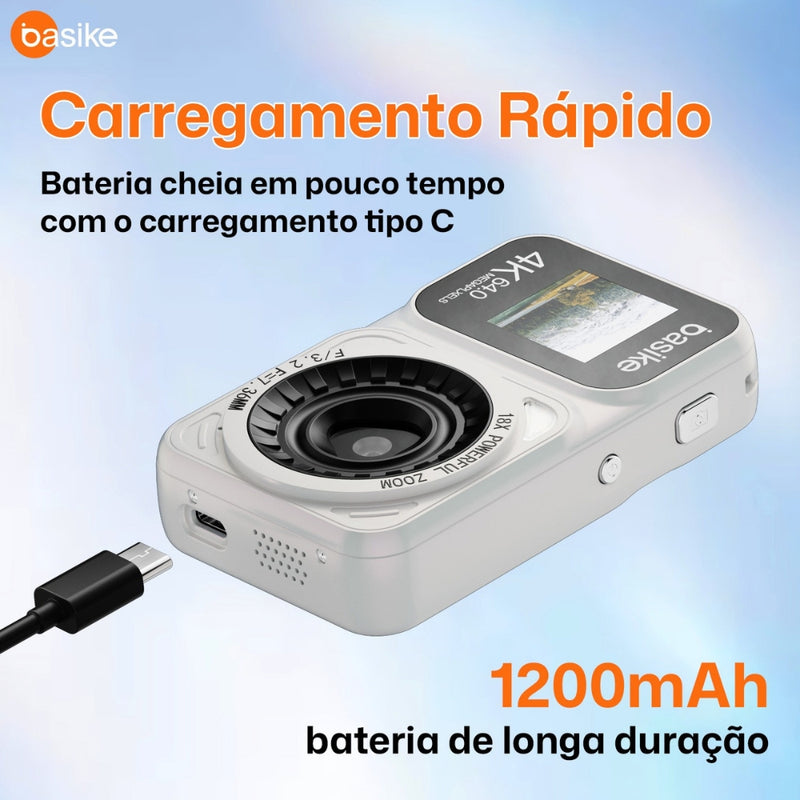 Câmera Fotografica Basike Ba CAM 215 Digital 4k Ultra HD 64mp Com Zoom AF Tela Dupla