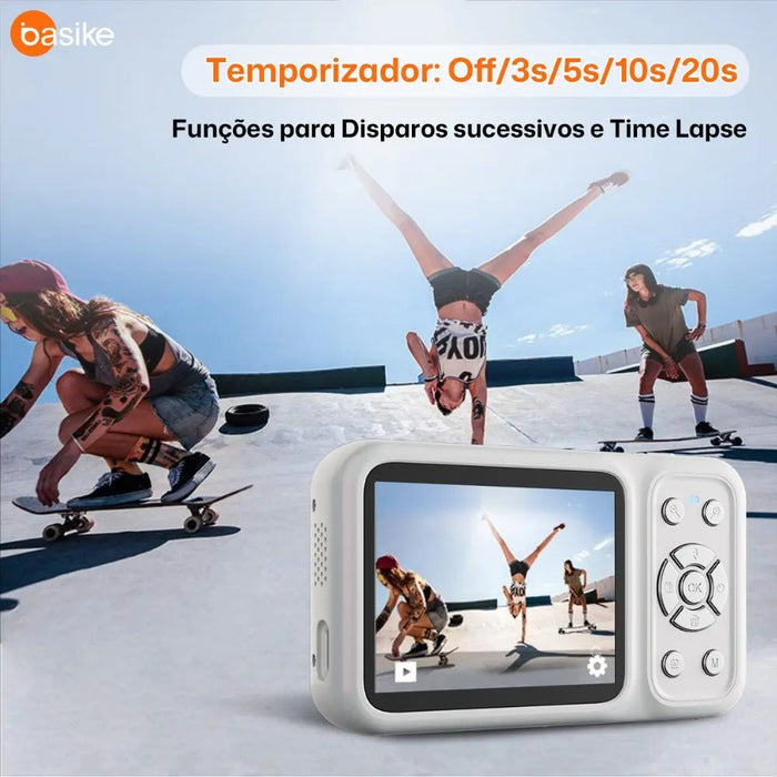 Câmera Fotografica Basike Ba CAM 215 Digital 4k Ultra HD 64mp Com Zoom AF Tela Dupla - Basike Brasil Oficial