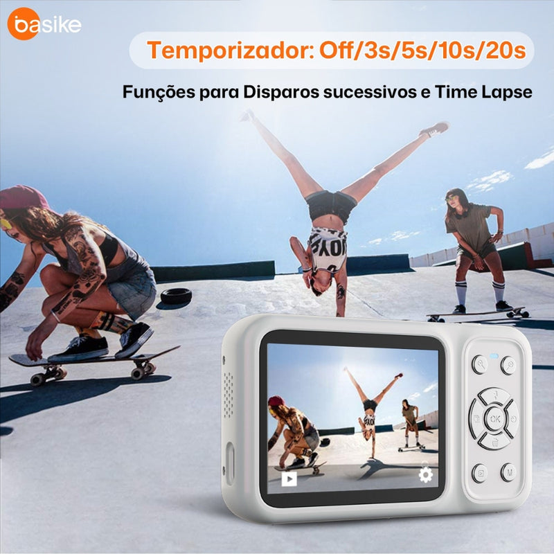 Câmera Fotografica Basike Ba CAM 215 Digital 4k Ultra HD 64mp Com Zoom AF Tela Dupla