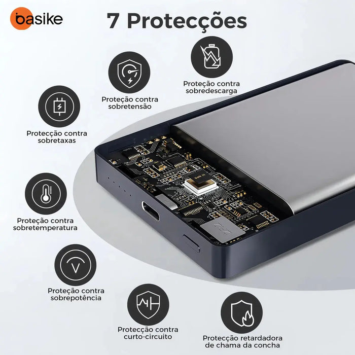 Carregador Power Bank Basike Ba POW 115 10.000mAh Bateria Li-ion 15W - Basike Brasil Oficial
