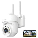 Câmera de Segurança Basike Ba CAM 005 para Área Externo 360° PTZ com Rastreamento Automático de Movimento Visão Noturna Colorida 2K FHD Resistência IP66 Áudio Bidirecional Wi-Fi 2.4GHz e Armazenamento em Nuvem/SD