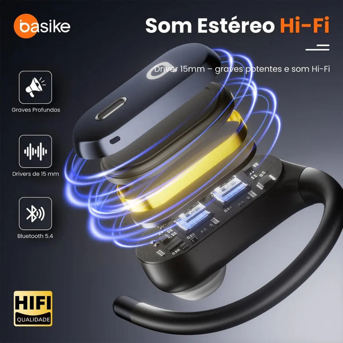 Fone de Ouvido Basike Ba FON 231 Bluetooth 5.4 Esportivo Som Hi-Fi ANC - Basike Brasil Oficial