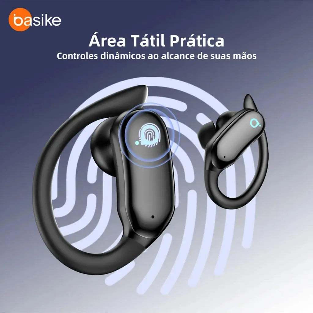 Fone de Ouvido Basike Ba FON 222 Bluetooth Tipo Gancho Esportivo
