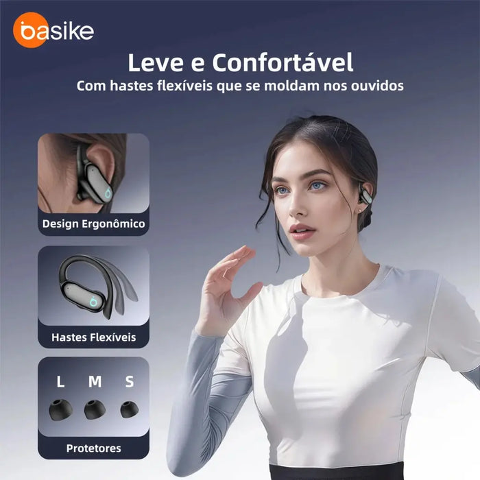 Fone de Ouvido Basike Ba FON 222 Bluetooth Tipo Gancho Esportivo - Basike Brasil Oficial
