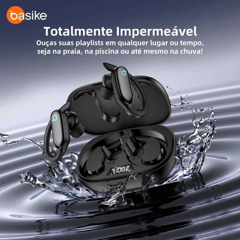 Fone de Ouvido Basike Ba FON 222 Bluetooth Tipo Gancho Esportivo