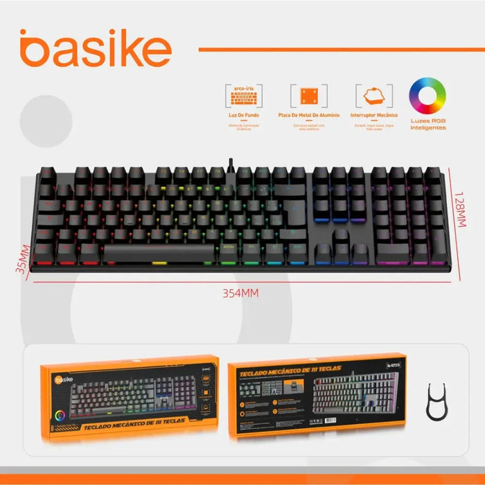 Teclado Mecânico Basike Ba KEY 310 Gamer RGB Com Fio ABNT2 Hot Swapp USB - Basike Brasil Oficial