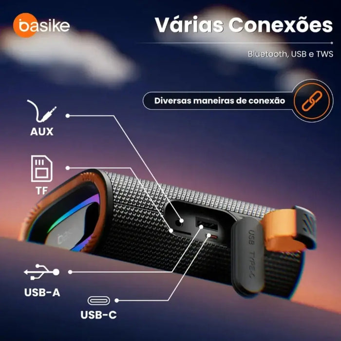 Caixa de Som Caixinha  Basike Ba RAD 185 15W Bluetooth Preto - Basike Brasil Oficial