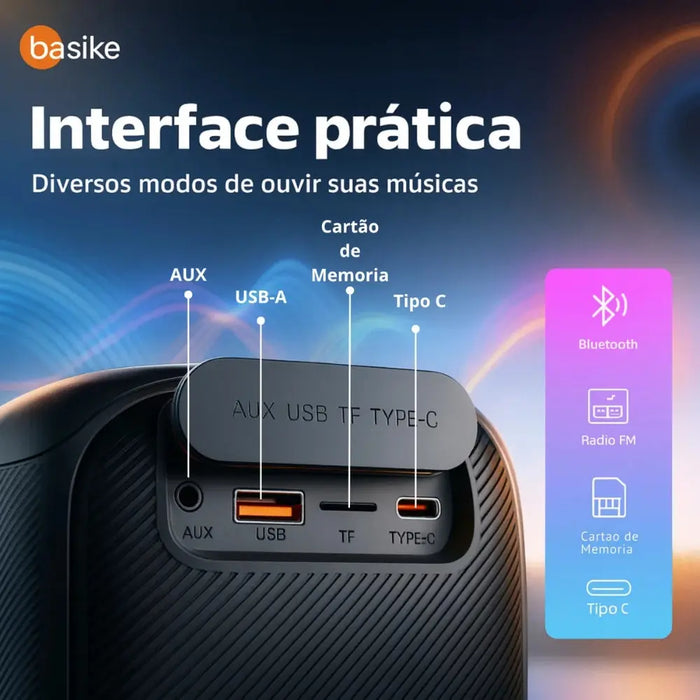 Caixa de Som Basike Ba RAD 127 Speaker Pequena Amplificada Bluetooth USB Preto - Basike Brasil Oficial