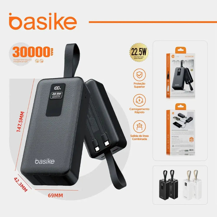 Power Bank Basike B177B 30.000mAh 22.5W Rápido Display em Led - Basike Brasil Oficial