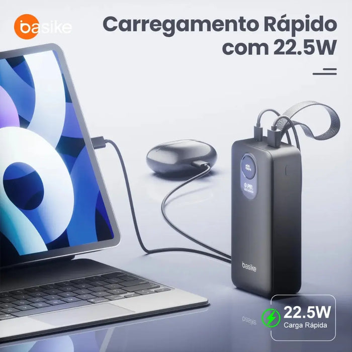 Power Bank Basike Ba POW 177A 20.000mAh 22.5W Portátil com Cabos Compatível - Basike Brasil Oficial