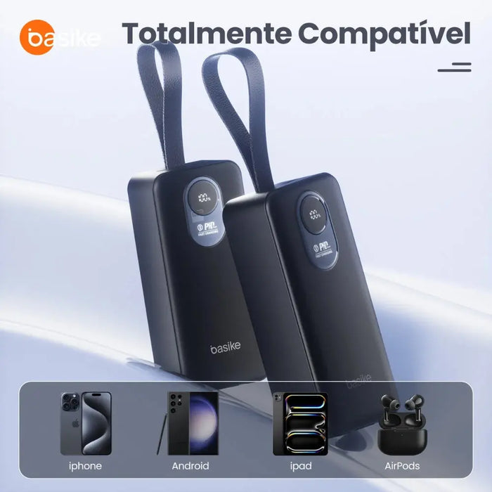 Power Bank Basike Ba POW 177A 20.000mAh 22.5W Portátil com Cabos Compatível - Basike Brasil Oficial