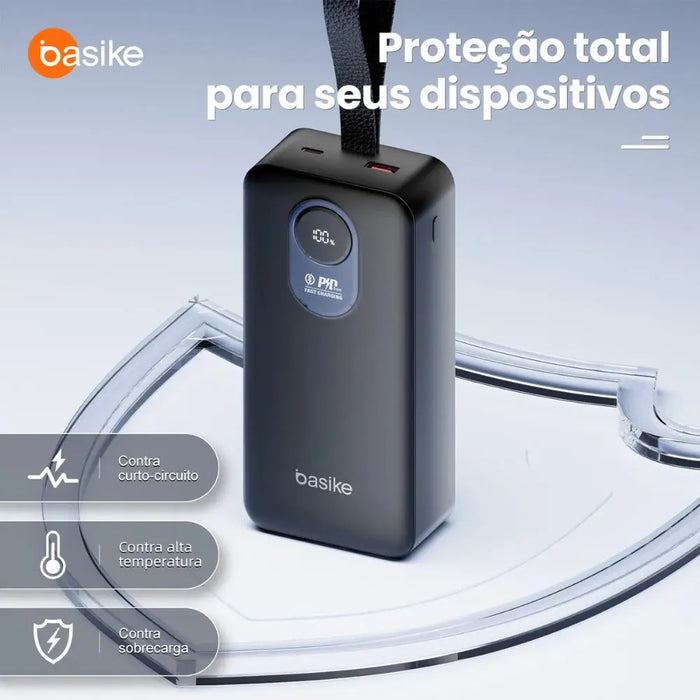 Power Bank Basike Ba POW 177A 20.000mAh 22.5W Portátil com Cabos Compatível - Basike Brasil Oficial