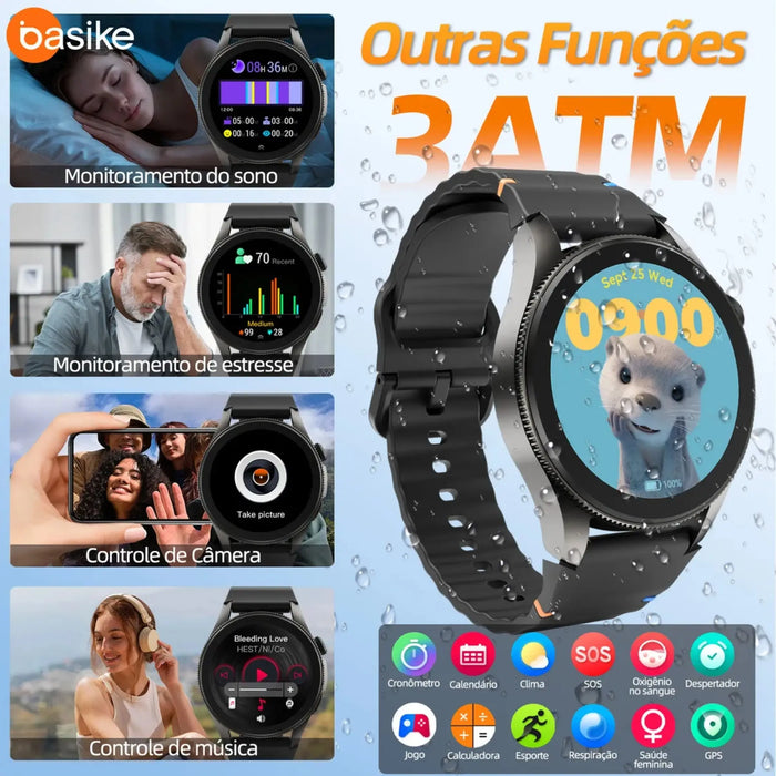 Smartwarch Basike W99 1.43" Redondo IA Com GPS Chamada Bluetooth Modo Esporte - Basike Brasil Oficial