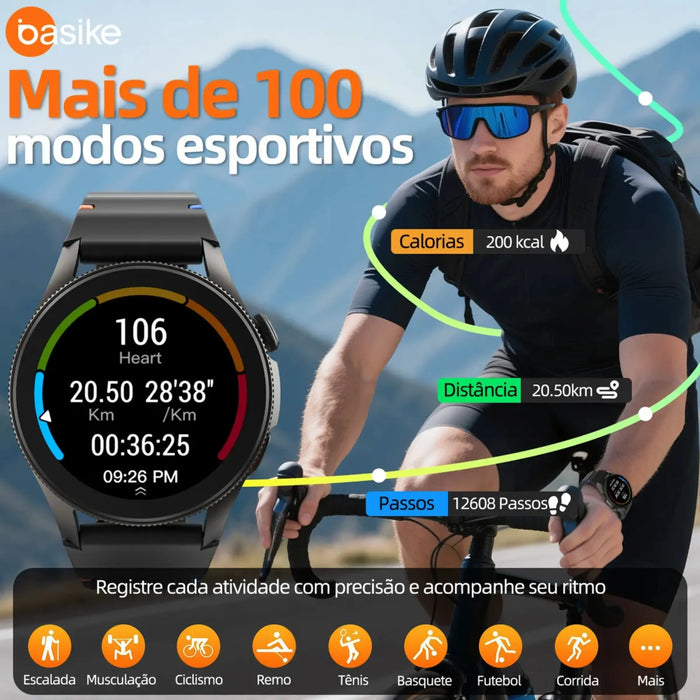 Smartwarch Basike W99 1.43" Redondo IA Com GPS Chamada Bluetooth Modo Esporte - Basike Brasil Oficial