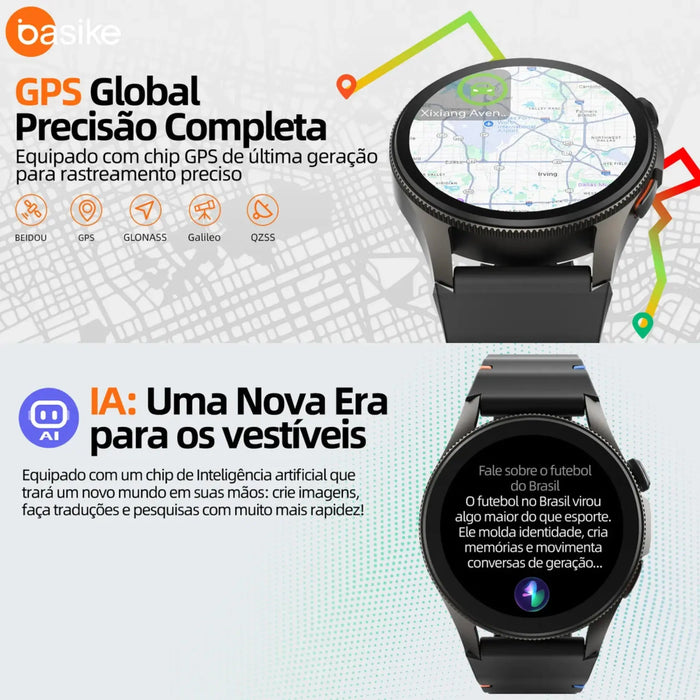 Smartwarch Basike W99 1.43" Redondo IA Com GPS Chamada Bluetooth Modo Esporte - Basike Brasil Oficial