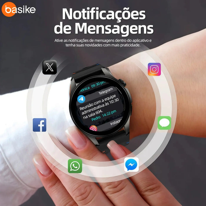Smartwarch Basike W99 1.43" Redondo IA Com GPS Chamada Bluetooth Modo Esporte - Basike Brasil Oficial