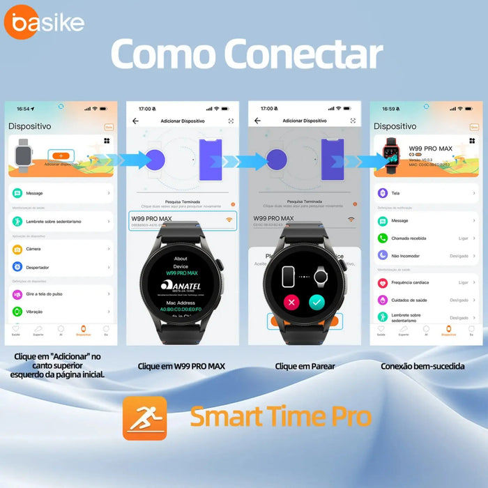 Smartwarch Basike W99 1.43" Redondo IA Com GPS Chamada Bluetooth Modo Esporte - Basike Brasil Oficial