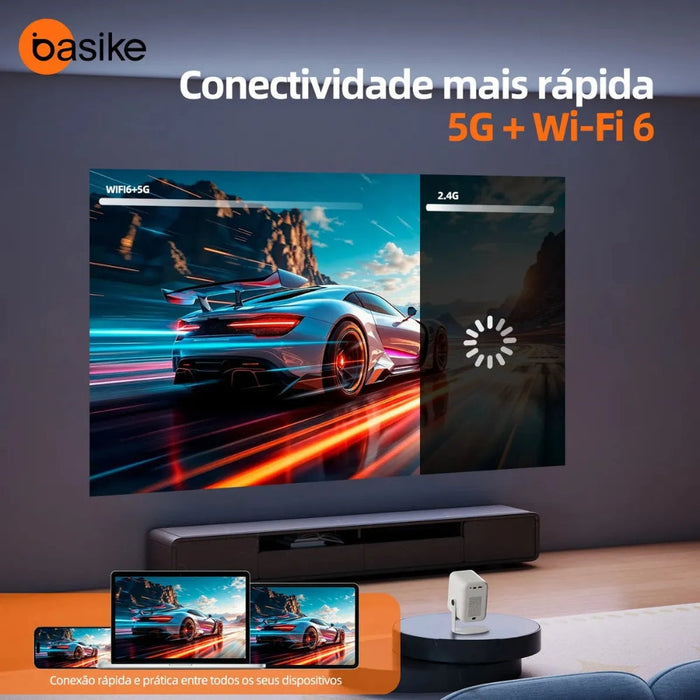 Projetor Portátil Basike Ba TY 365 Smart FULL hd 12.000 Lúmens Wi-fi 6 Bluetooth 5.4 Basike