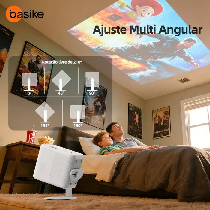 Projetor Portátil Basike Ba TY 365 Smart FULL hd 12.000 Lúmens Wi-fi 6 Bluetooth 5.4 Basike