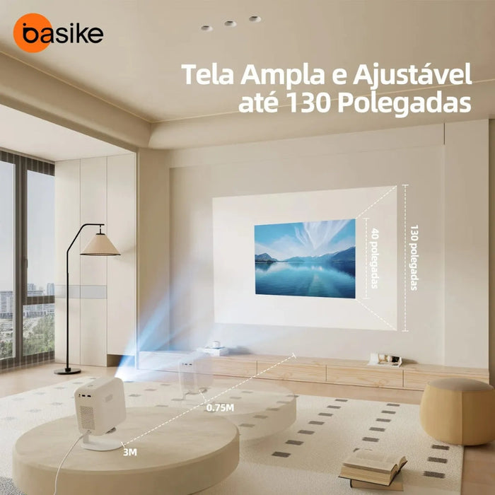 Projetor Portátil Basike Ba TY 365 Smart FULL hd 12.000 Lúmens Wi-fi 6 Bluetooth 5.4 Basike