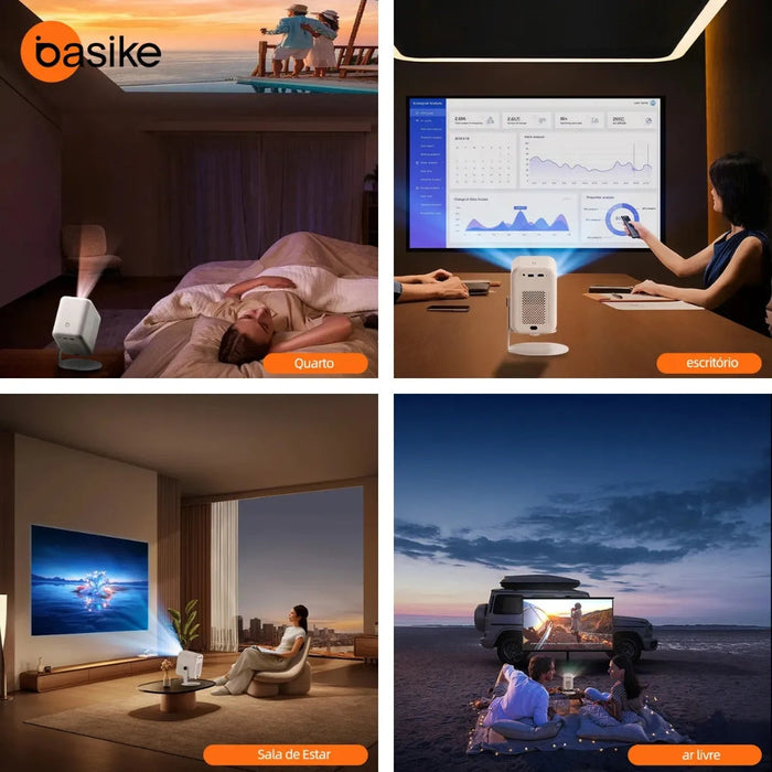 Projetor Portátil Basike Ba TY 365 Smart FULL hd 12.000 Lúmens Wi-fi 6 Bluetooth 5.4 Basike