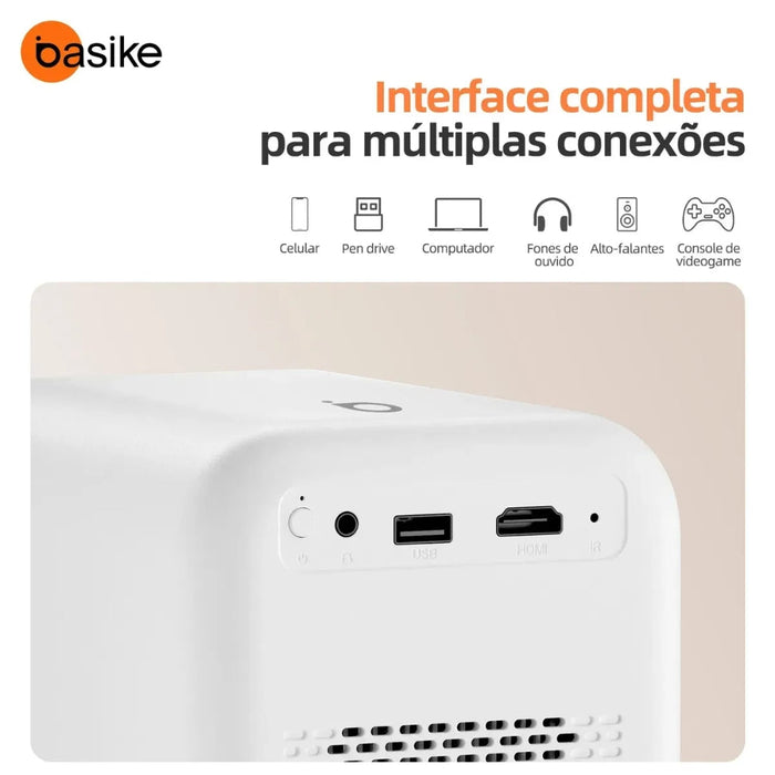 Projetor Portátil Basike Ba TY 365 Smart FULL hd 12.000 Lúmens Wi-fi 6 Bluetooth 5.4 Basike