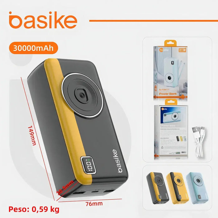Power Bank Basike Ba POW 177 30.000mAh Carregador Super Rápido Portátil Universal - Basike Brasil Oficial
