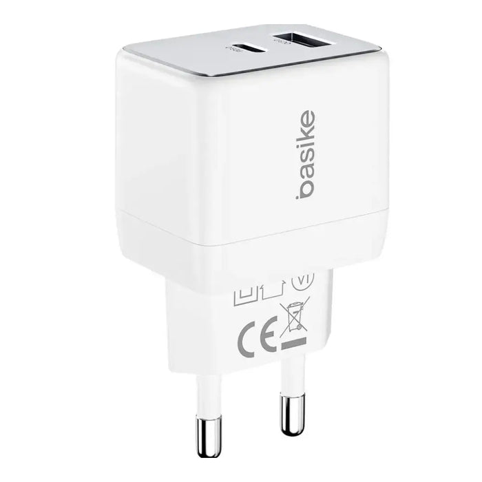 Carregador Turbo BASIKE BA-CAR071 30W GaN USB-C + USB-A para iPhone e Android Basike