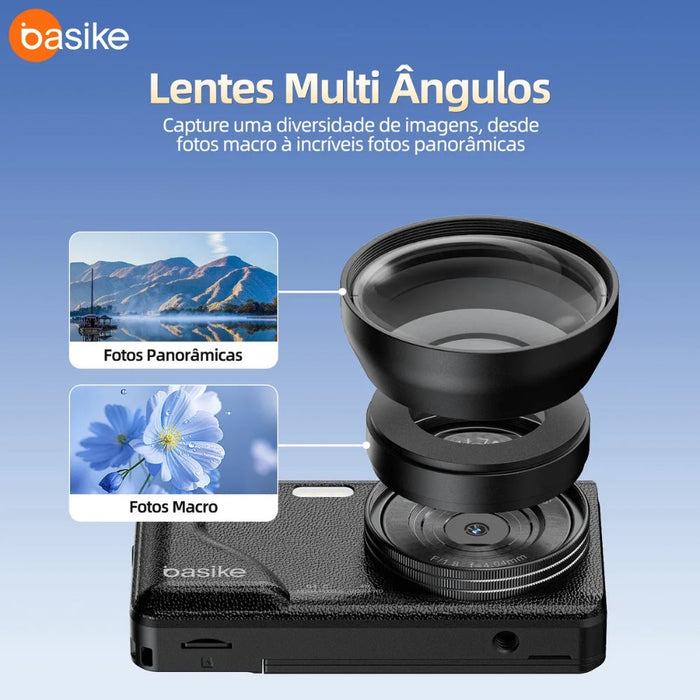Câmera Fotografica Basike Ba CAM 419 Digital 4K com Lente Dupla 64mp 18x Basike