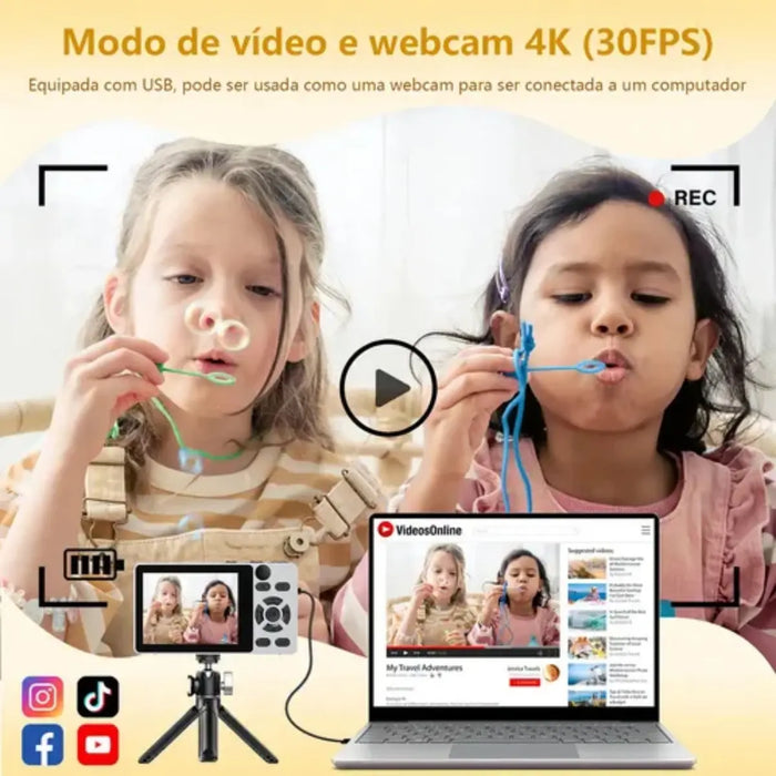 Câmera Fotográfica Basike Ba-CAM292 Digital Portatil 4K Ultra HD 1080P Cartão SD 32gb - Basike Brasil Oficial