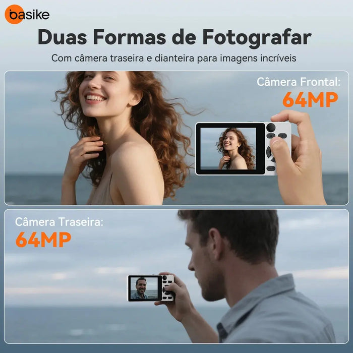 Câmera Fotográfica Basike Ba-CAM292 Digital Portatil 4K Ultra HD 1080P Cartão SD 32gb - Basike Brasil Oficial