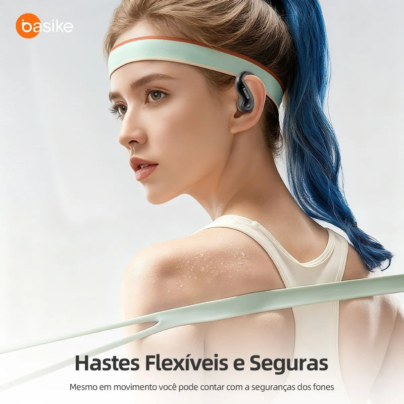 Fone De Ouvido Basike Ba FON 303 Bluetooth 5.4 TWS Sem Fio Esportivo tipo Gancho Open-ear