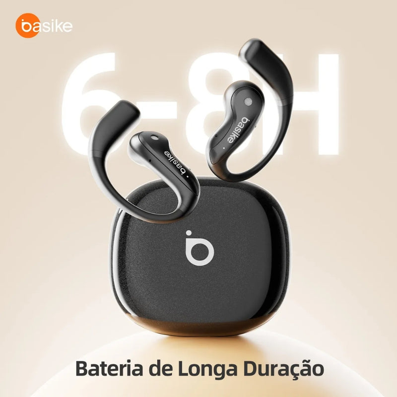 Fone De Ouvido Basike Ba FON 303 Bluetooth 5.4 TWS Sem Fio Esportivo tipo Gancho Open-ear
