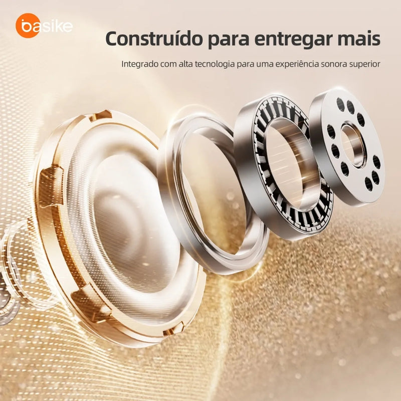 Fone De Ouvido Basike Ba FON 303 Bluetooth 5.4 TWS Sem Fio Esportivo tipo Gancho Open-ear