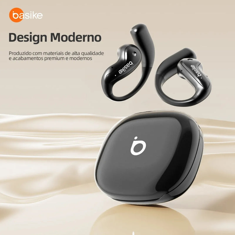 Fone De Ouvido Basike Ba FON 303 Bluetooth 5.4 TWS Sem Fio Esportivo tipo Gancho Open-ear