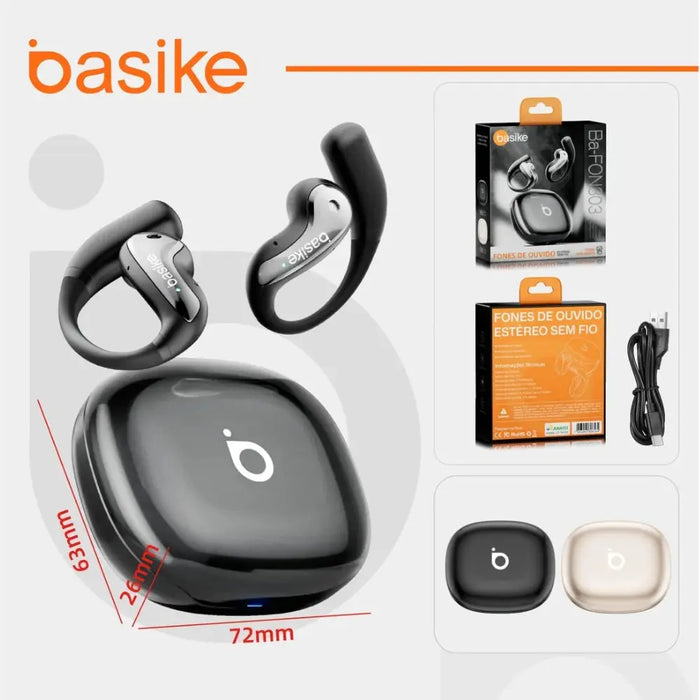 Fone De Ouvido Basike Ba FON 303 Bluetooth 5.4 TWS Sem Fio Esportivo tipo Gancho Open-ear - Basike Brasil Oficial