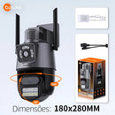 Câmera Segurança Basike Ba CAM 004 Ip Wifi Dupla Lente Dupla Full Hd 6mp Visão Noturna Com Função De Alarme De Luz Vermelha E Azul Ip66 6x Zoom App Icsee Cor Preto