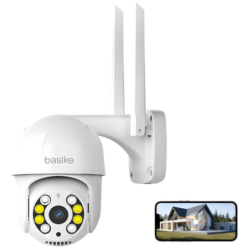 Câmera de Segurança Basike Ba CAM 006 360º 4MP Panorãmica Wifi Externa Com Visão Noturna Microfone e Detecção de Movimento