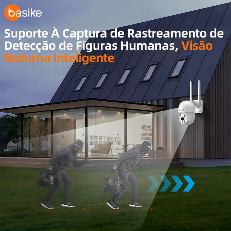 Câmera de Segurança Basike Ba CAM 006 360º 4MP Panorãmica Wifi Externa Com Visão Noturna Microfone e Detecção de Movimento