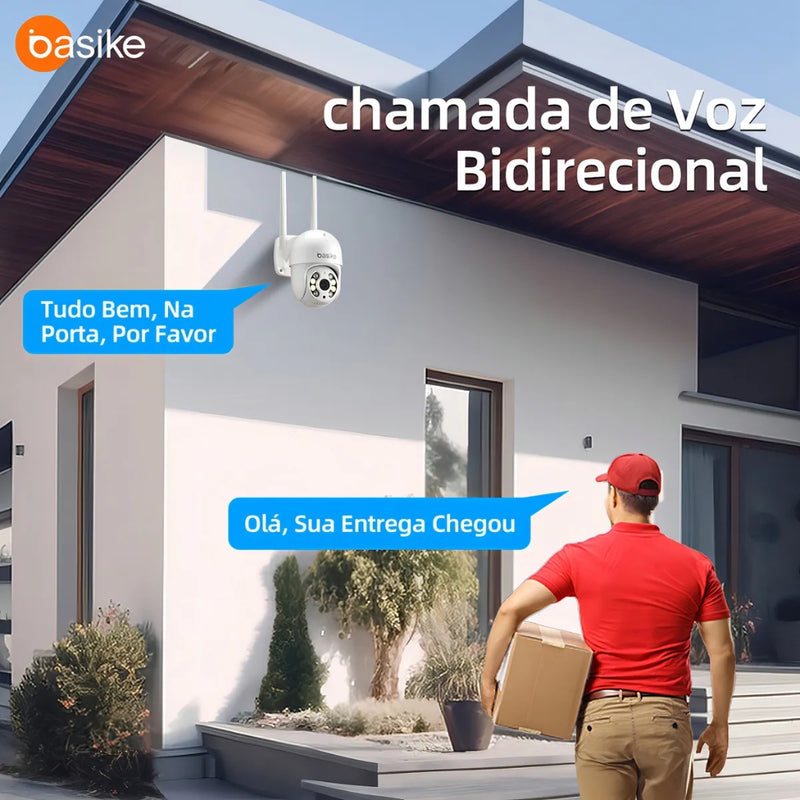Câmera de Segurança Basike Ba CAM 006 360º 4MP Panorãmica Wifi Externa Com Visão Noturna Microfone e Detecção de Movimento