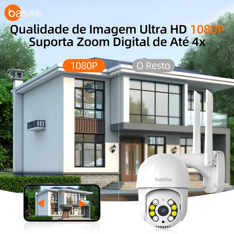 Câmera de Segurança Basike Ba CAM 006 360º 4MP Panorãmica Wifi Externa Com Visão Noturna Microfone e Detecção de Movimento