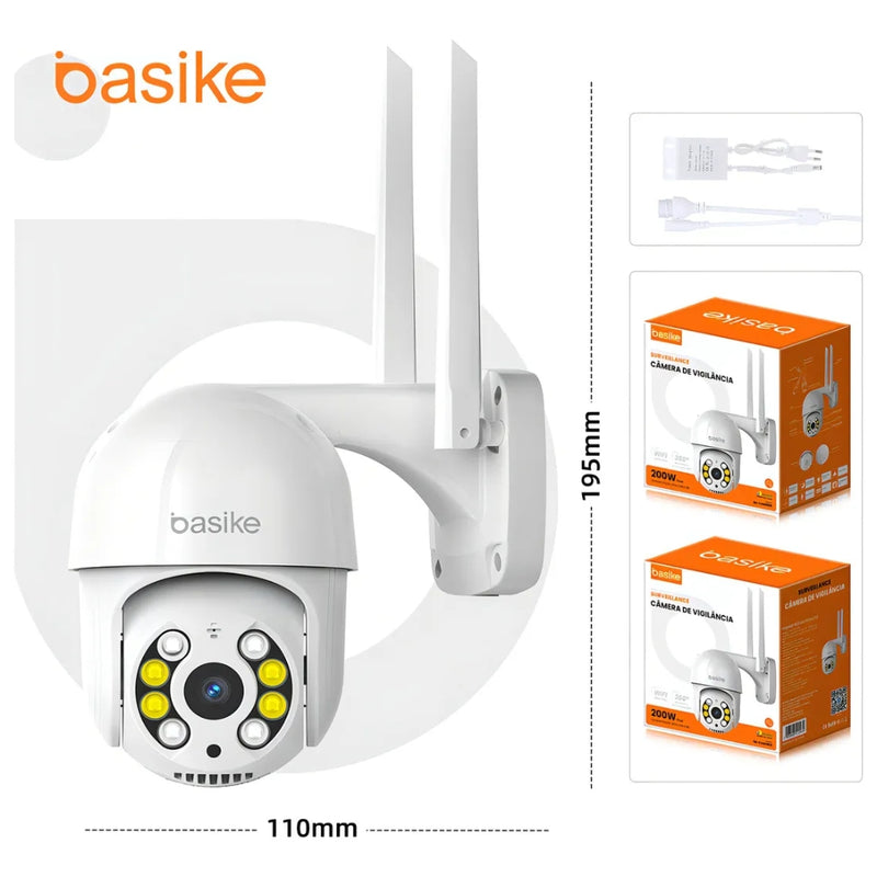 Câmera de Segurança Basike Ba CAM 006 360º 4MP Panorãmica Wifi Externa Com Visão Noturna Microfone e Detecção de Movimento