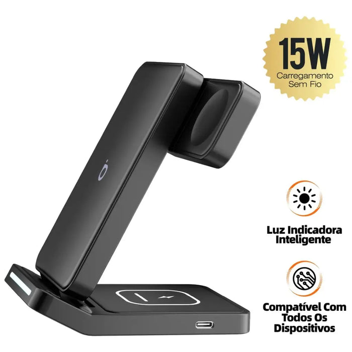Carregador por Indução 3 em 1 Basike Ba WXC 011 15W Compativel Universal Dobravél - Basike Brasil Oficial